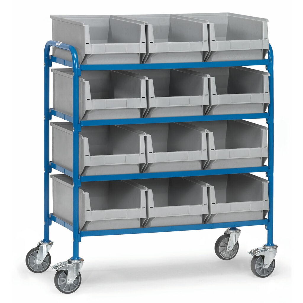 Obrázek produktu: Manipulační vozík fetra® se skladovacími boxy, ložná plocha 940 x 470 mm