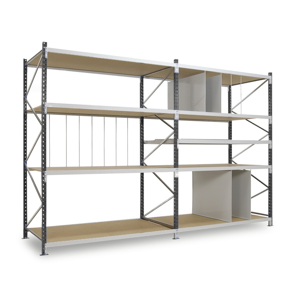 Číslo obrázku produktu 9: ManOrga Široký regál s dřevotřískovými deskami, základní pole, VxŠxH 2500 x 1800 x 600 mm