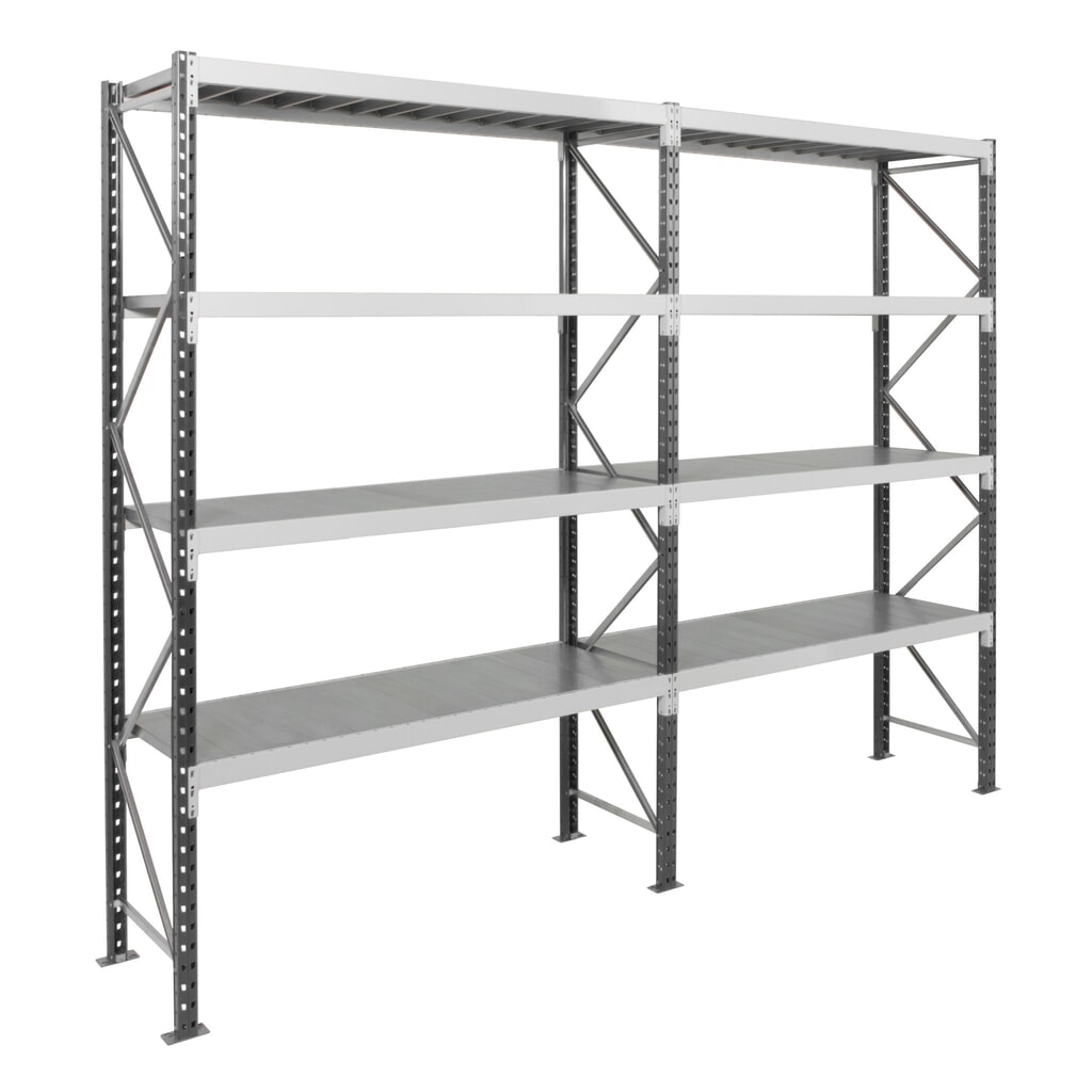 Číslo obrázku produktu 5: Široký regál ManOrga s ocelovými panely, přídavné pole, nosnost police 710 kg, VxŠxH 3 000 x 2 250 x 600 mm