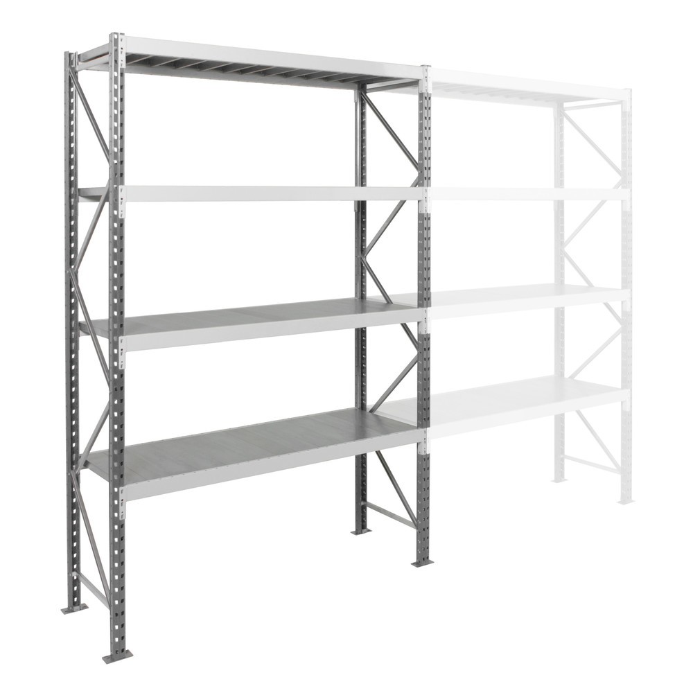 Číslo obrázku produktu 2: ManOrga Široký regál s ocelovými panely, základní pole, grafitová šedá / světle šedá, VxŠxH 2500 x 2250 x 1 000 mm