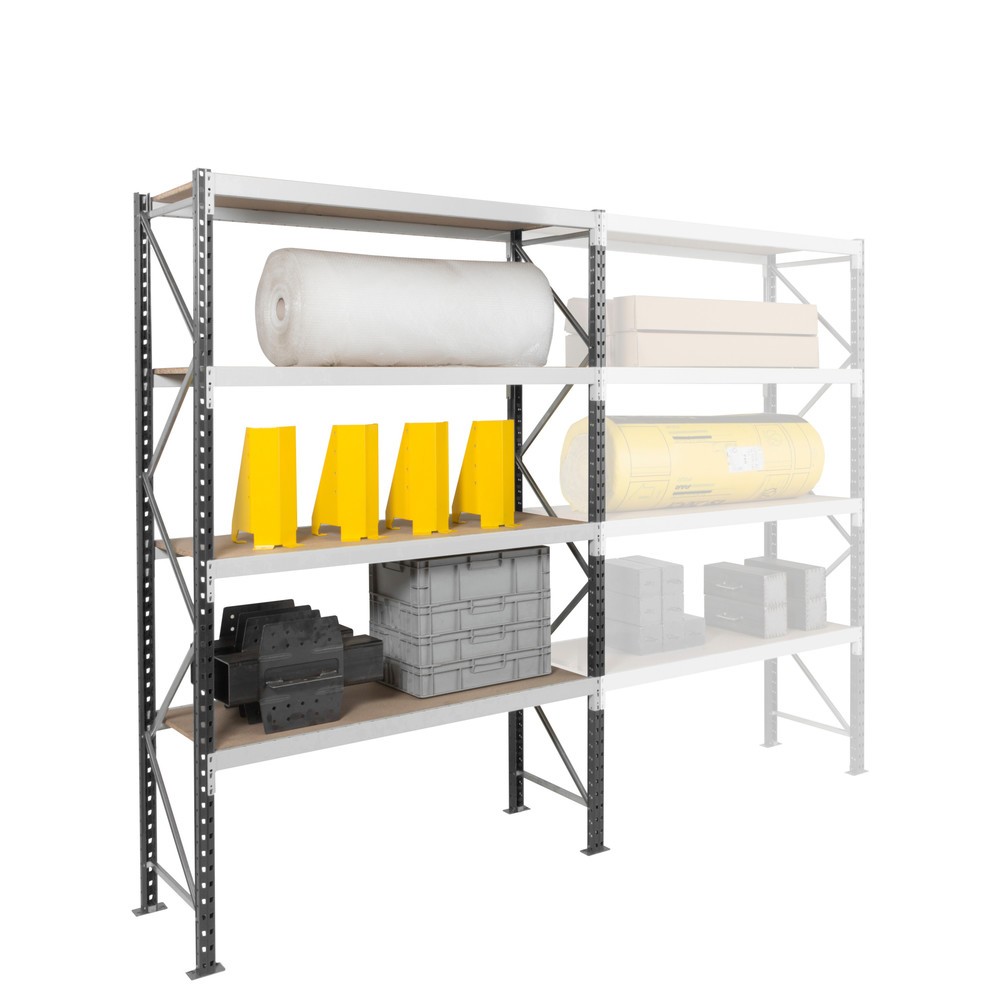 Číslo obrázku produktu 6: ManOrga Široký regál s ocelovými panely, základní pole, grafitová šedá / světle šedá, VxŠxH 2500 x 2250 x 1 000 mm