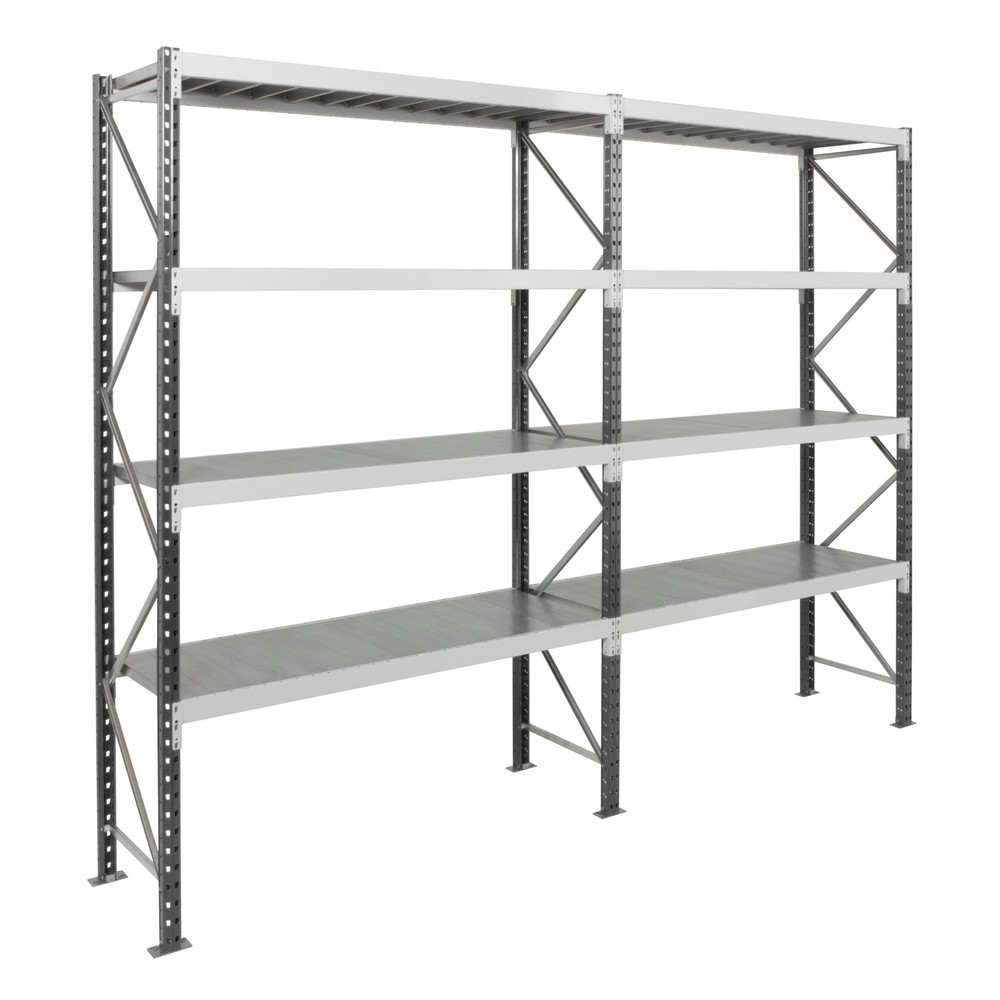 Číslo obrázku produktu 7: ManOrga Široký regál s ocelovými panely, základní pole, grafitová šedá / světle šedá, VxŠxH 2500 x 2250 x 1 000 mm