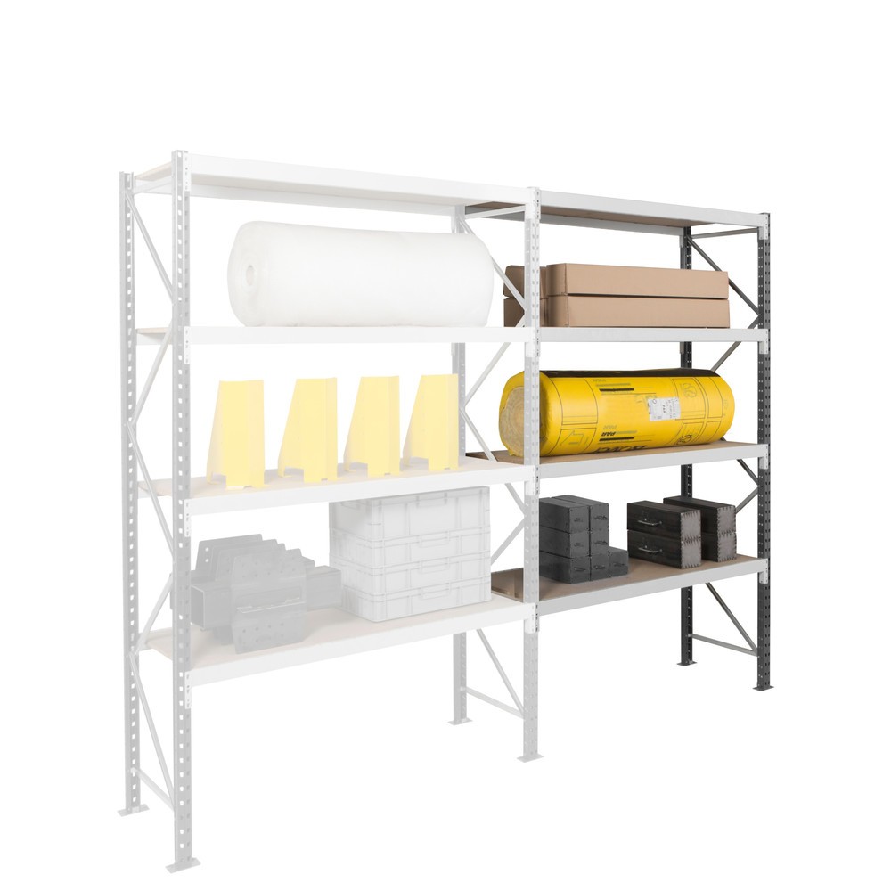 Číslo obrázku produktu 9: ManOrga Široký regál s ocelovými panely, základní pole, grafitová šedá / světle šedá, VxŠxH 2500 x 2250 x 1 000 mm