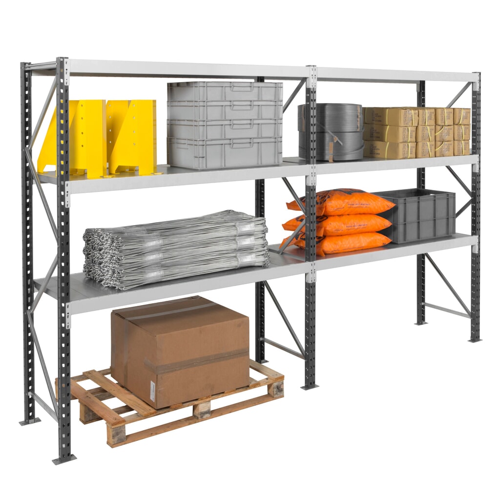 Číslo obrázku produktu 6: Široký regál ManOrga s ocelovými panely, základní pole, nosnost police 710 kg, VxŠxH 2 500 x 2 250 x 600 mm