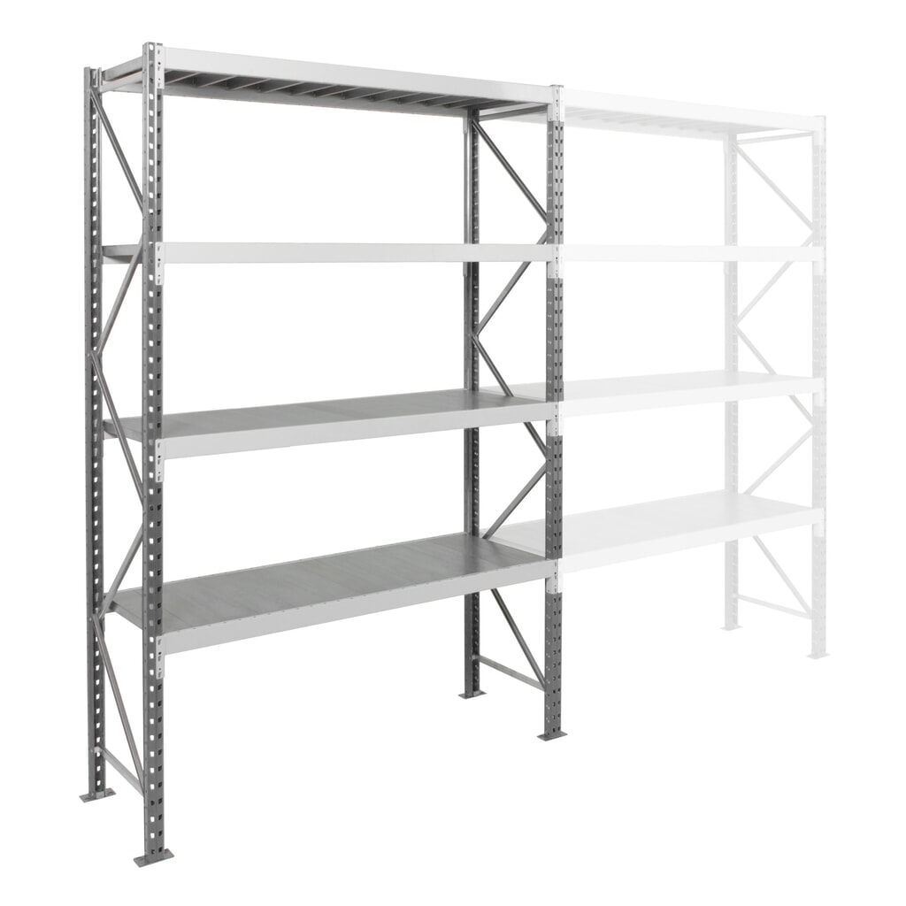 Číslo obrázku produktu 2: Široký regál ManOrga s ocelovými panely, základní pole, nosnost police 710 kg, VxŠxH 3 000 x 2 250 x 600 mm