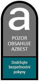 Značka: obsahuje azbest, dodržujte bezpečnostní pokyny