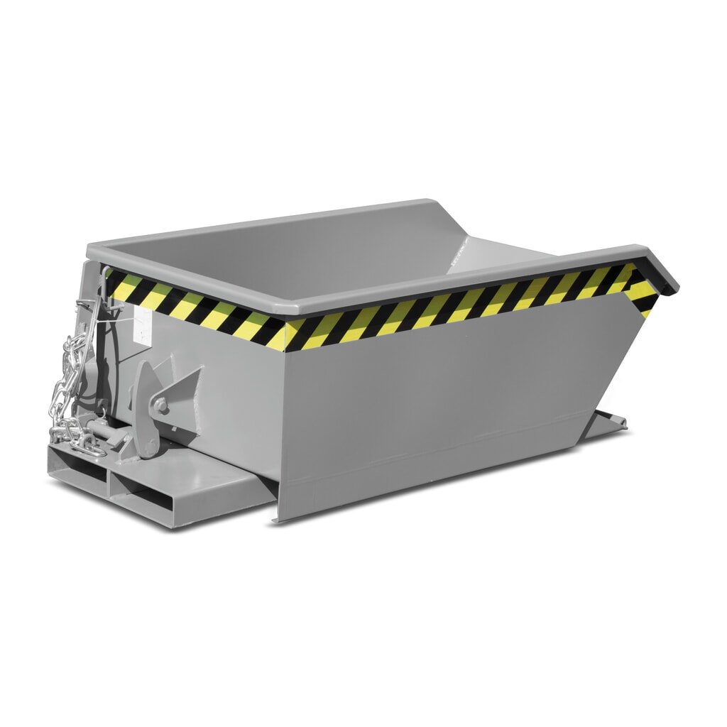 Číslo obrázku produktu 5: Mini vyklápěcí zásobník Bauer®, extrémně nízká konstrukce, lakované provedení, objem 0,27 m³, RAL 5012 světle modrá