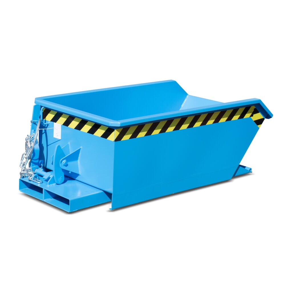 Číslo obrázku produktu 6: Mini vyklápěcí zásobník Bauer®, extrémně nízká konstrukce, lakované provedení, objem 0,27 m³, RAL 5012 světle modrá