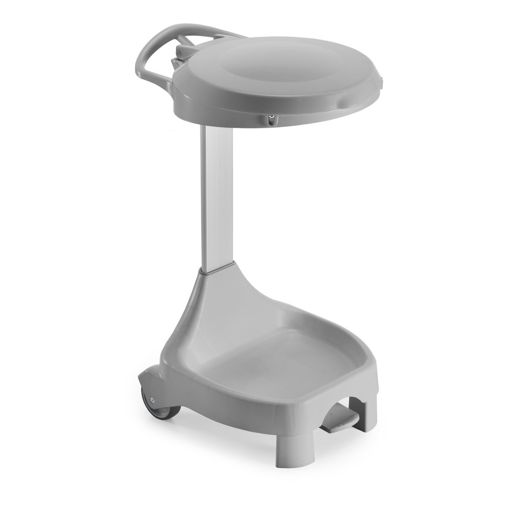 Číslo obrázku produktu 1: Mobilní pedálový držák pytlů na odpad Delta II, pro 120litrové pytle, 2 kolečka + 2 nožky, šedý rám a víko