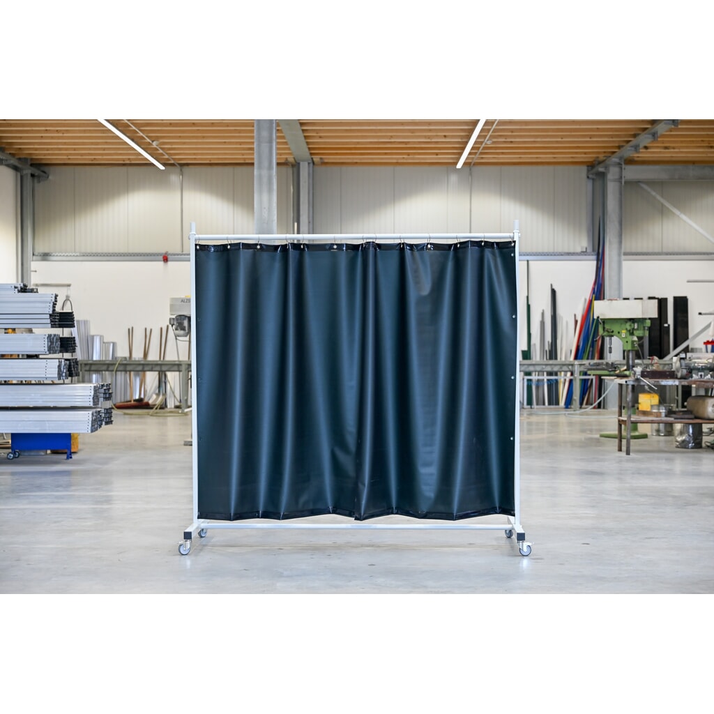 Mobilní ochranná oddělovací stěna s otočnými rameny podle ISO EN 25980 (EN 1598), 1dílná, plachta 0,4 mm, tmavozelená/matná Číslo obrázku produktu 1: Mobilní ochranná oddělovací stěna s otočnými rameny podle ISO EN 25980 (EN 1598), 1dílná, plachta 0,4 mm, tmavozelená/matná