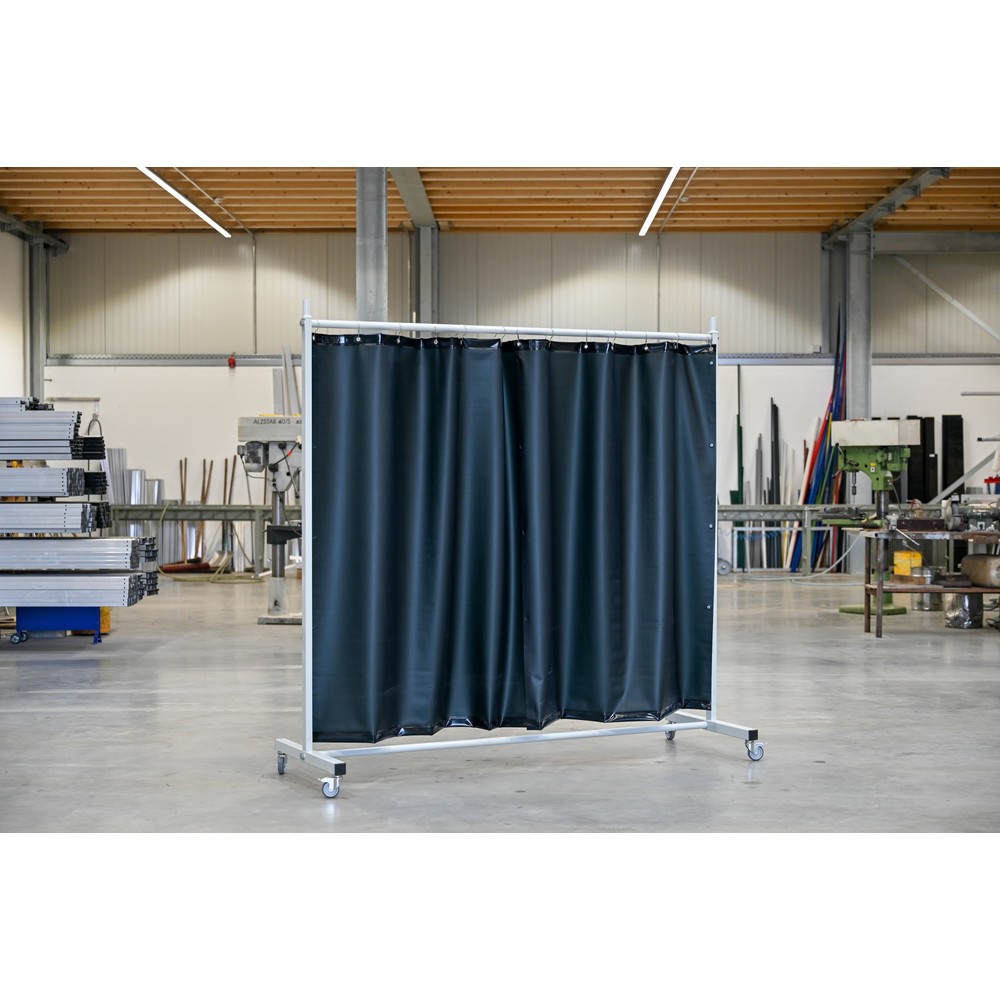 Číslo obrázku produktu 2: Mobilní ochranná oddělovací stěna s otočnými rameny podle ISO EN 25980 (EN 1598), 1dílná, plachta 0,4 mm, tmavozelená/matná