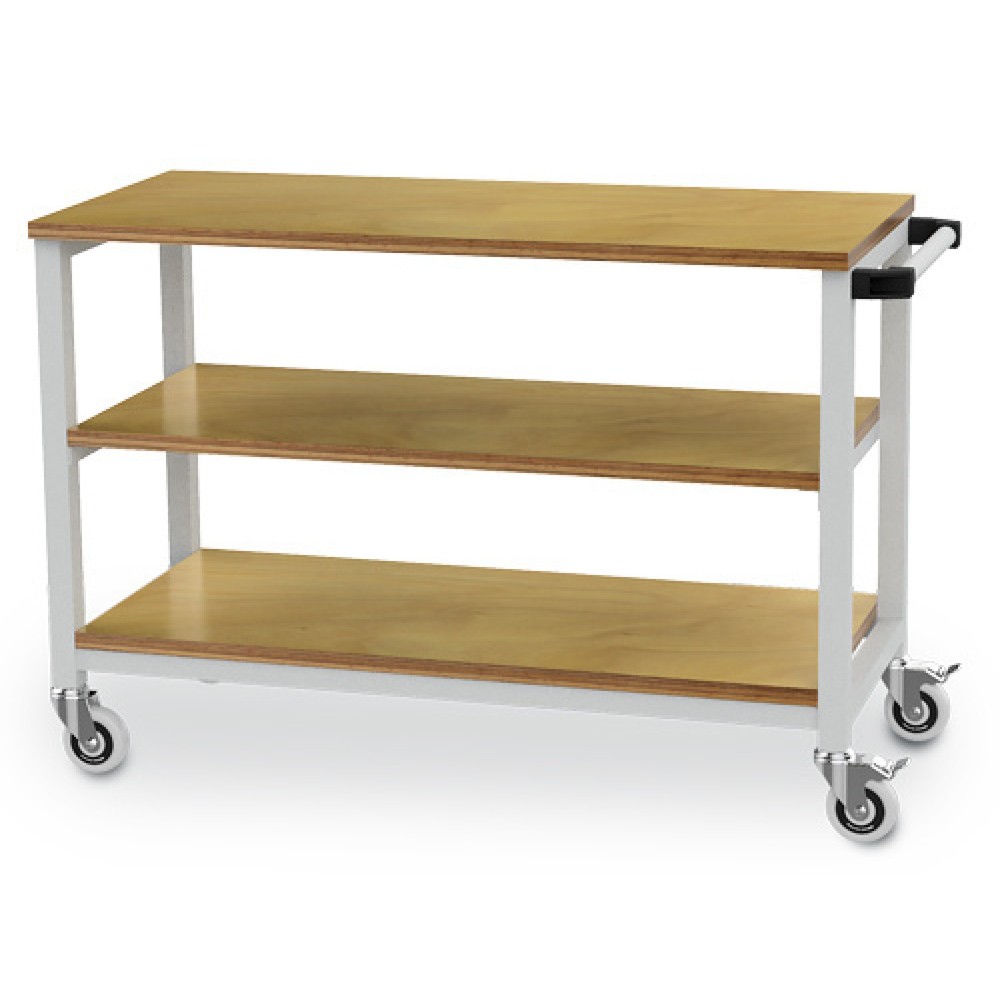 Číslo obrázku produktu 1: Mobilní pracovní stůl Bedrunka+Hirth R 18-16, VxŠxH 880 x 1200 x 540 mm, světle šedá, 2 ks police