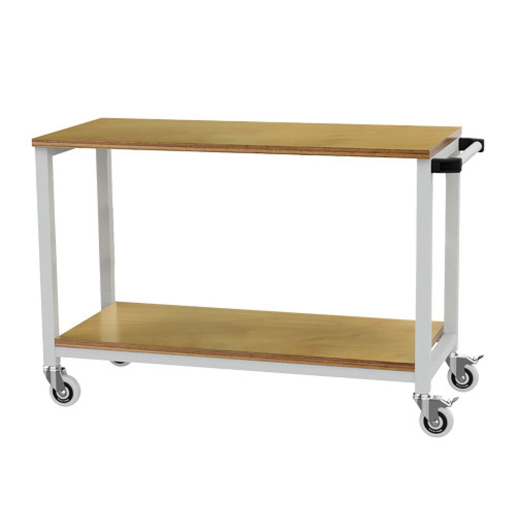 Mobilní pracovní stůl Bedrunka+Hirth R 18-16, VxŠxH 880 x 1200 x 540 mm, světle šedá, 1 ks police Obrázek produktu: Mobilní pracovní stůl Bedrunka+Hirth R 18-16, VxŠxH 880 x 1200 x 540 mm, světle šedá, 1 ks police