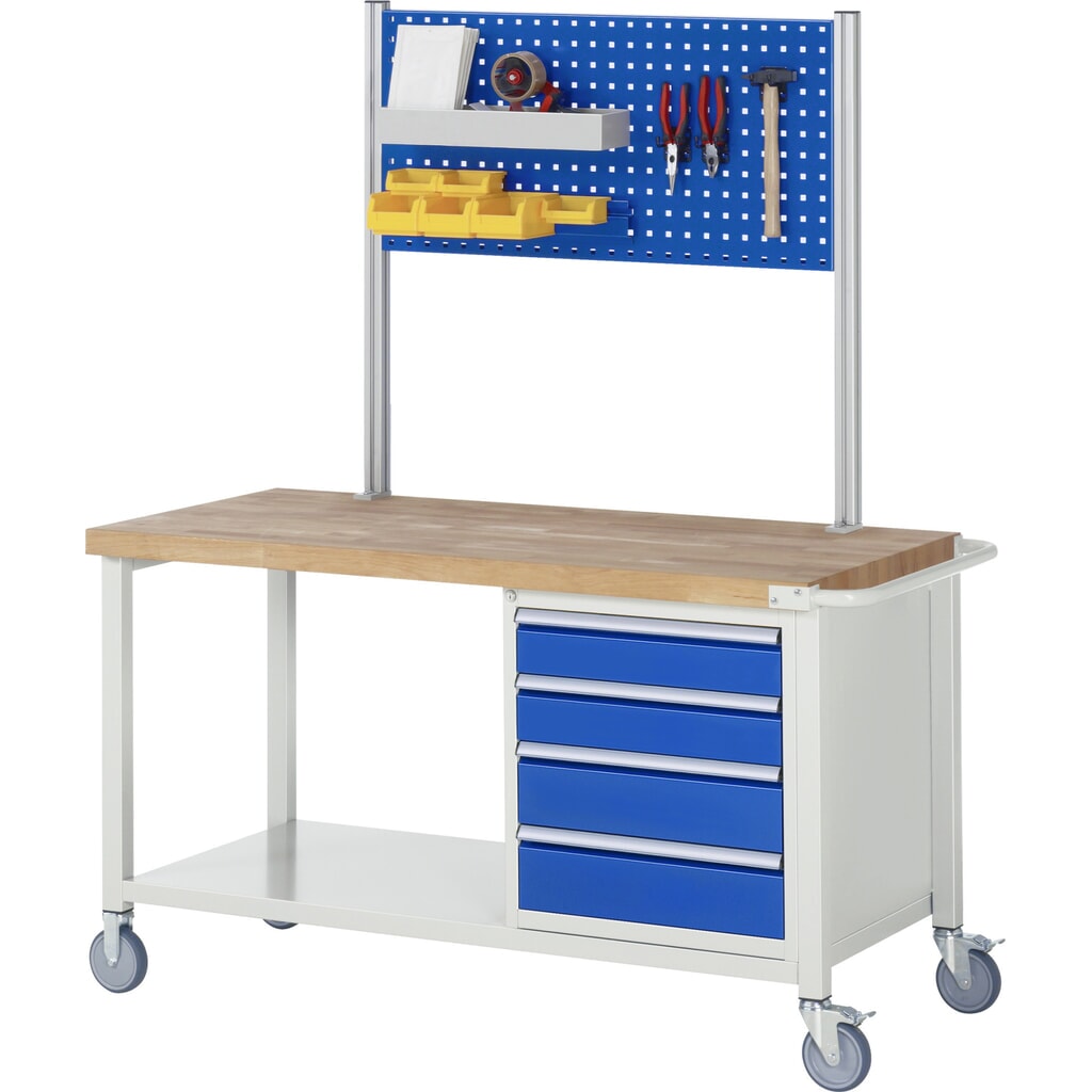 Číslo obrázku produktu 7: Mobilní pracovní stůl RAU řada 8000, 1 kontejner, VxŠxH 880-1080 x 2 000 x 700 mm, 5 zásuvek, 2 x 90, 3 x 120 mm