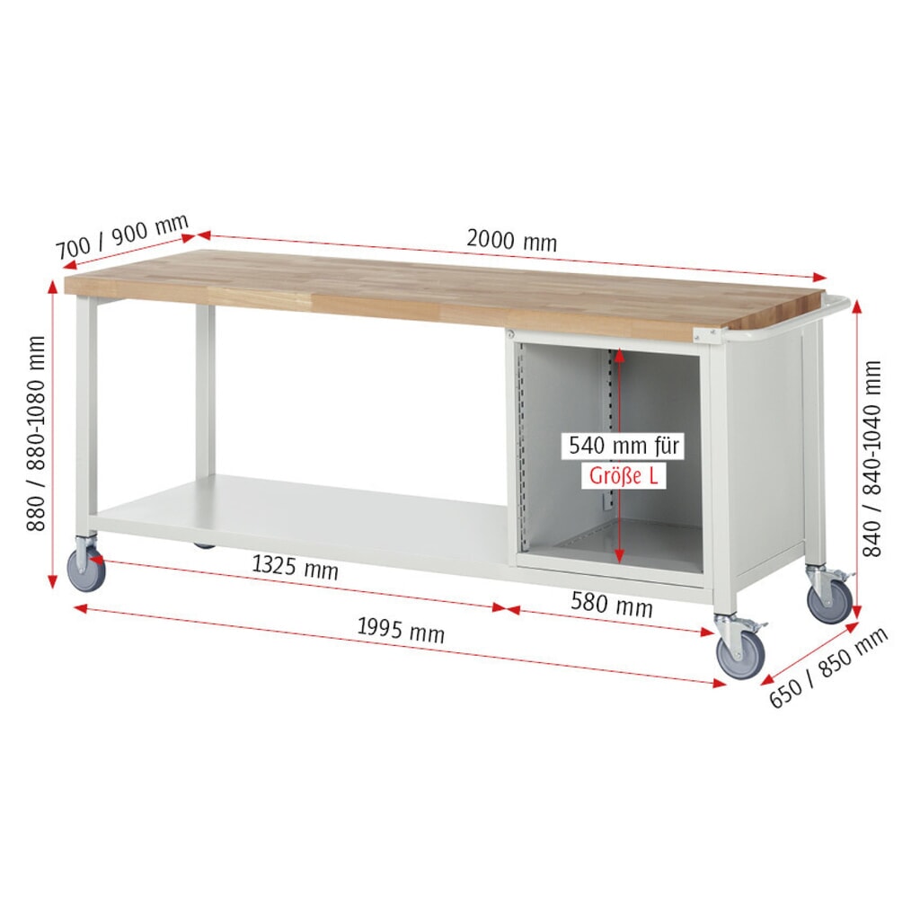 Mobilní pracovní stůl RAU řada 8000, 1 kontejner, VxŠxH 880-1080 x 2 000 x 700 mm, 5 zásuvek, 2 x 90, 3 x 120 mm Číslo obrázku produktu 8: Mobilní pracovní stůl RAU řada 8000, 1 kontejner, VxŠxH 880-1080 x 2 000 x 700 mm, 5 zásuvek, 2 x 90, 3 x 120 mm