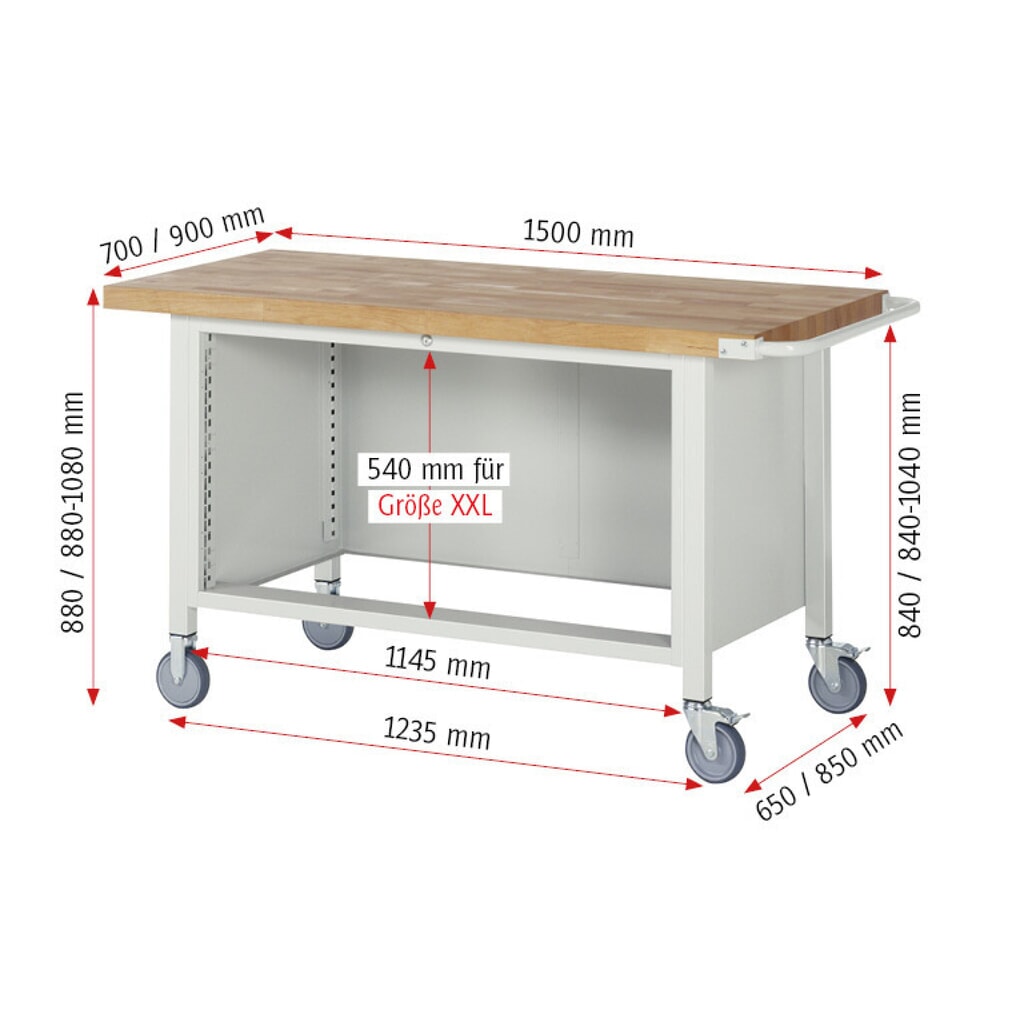 Mobilní pracovní stůl RAU řada 8000, VxŠxH 880 x 1500 x 700 mm, 5x zásuvka s výsuvem 90 %, nosnost zásuvky 50 kg Číslo obrázku produktu 5: Mobilní pracovní stůl RAU řada 8000, VxŠxH 880 x 1500 x 700 mm, 5x zásuvka s výsuvem 90 %, nosnost zásuvky 50 kg