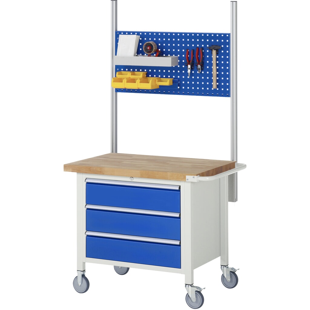 Číslo obrázku produktu 7: Mobilní pracovní stůl RAU řada 8000, 1 kontejner, VxŠxH 880-1080 x 750 x 700 mm, 5 zásuvek, 2 x 90, 3 x 120 mm