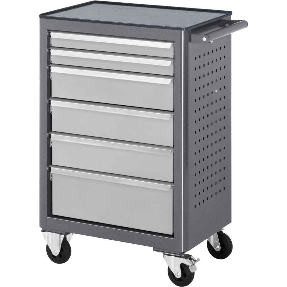 Číslo obrázku produktu 1: Mobilní pracovní stůl RAU řada adlatus, VxŠxH 950 x 675 x 450 mm, 6x zásuvka 2 x 65, 3 x 125, 1 x 90 mm, pracovní deska ABS