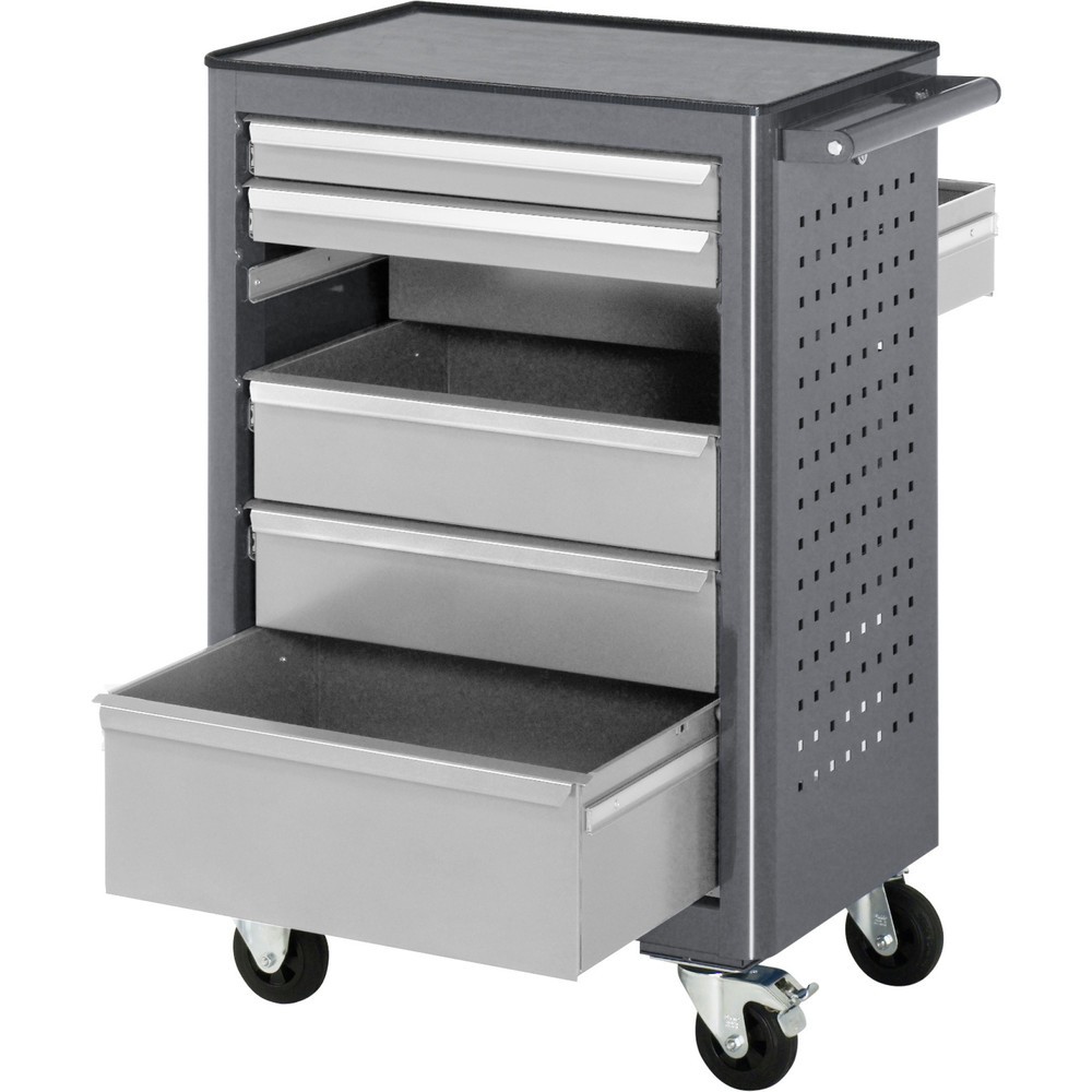 Číslo obrázku produktu 3: Mobilní pracovní stůl RAU řada adlatus, VxŠxH 950 x 675 x 450 mm, 6x zásuvka 2 x 65, 3 x 125, 1 x 90 mm, pracovní deska ABS