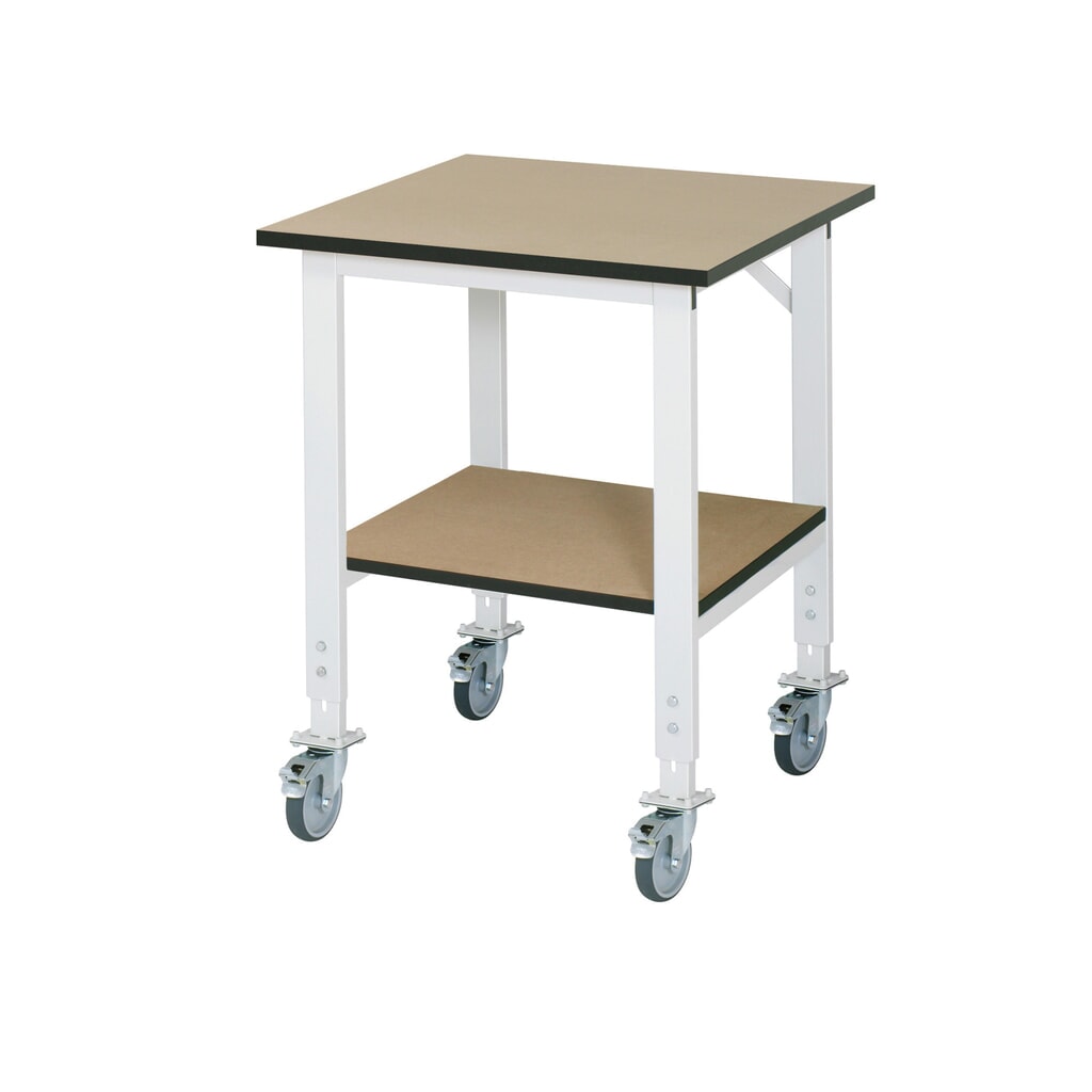 Mobilní pracovní stůl RAU ve výškově nastavitelném provedení, řada TOM, VxŠxH 760-1080 x 750 x 800 mm, pracovní deska MDF Obrázek produktu: Mobilní pracovní stůl RAU ve výškově nastavitelném provedení, řada TOM, VxŠxH 760-1080 x 750 x 800 mm, pracovní deska MDF