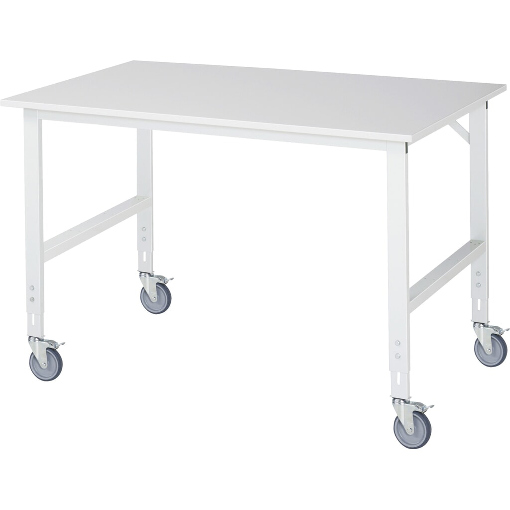 Obrázek produktu: Mobilní pracovní stůl RAU ve výškově nastavitelném provedení, řada TOM, výška 910-1230 mm, ŠxH 1500 x 1000 mm, pracovní deska s melaminovým povrchem