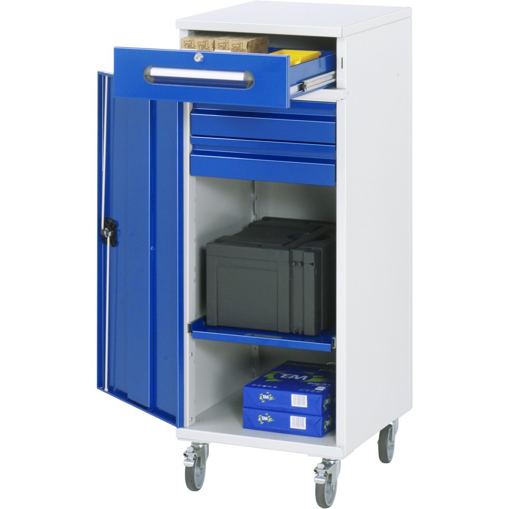 Číslo obrázku produktu 1: Mobilní prezentační pult RAU, VxŠxH 1185 x 450 x 520 mm, zásuvky 2 x 80 mm, 1 x 120 mm