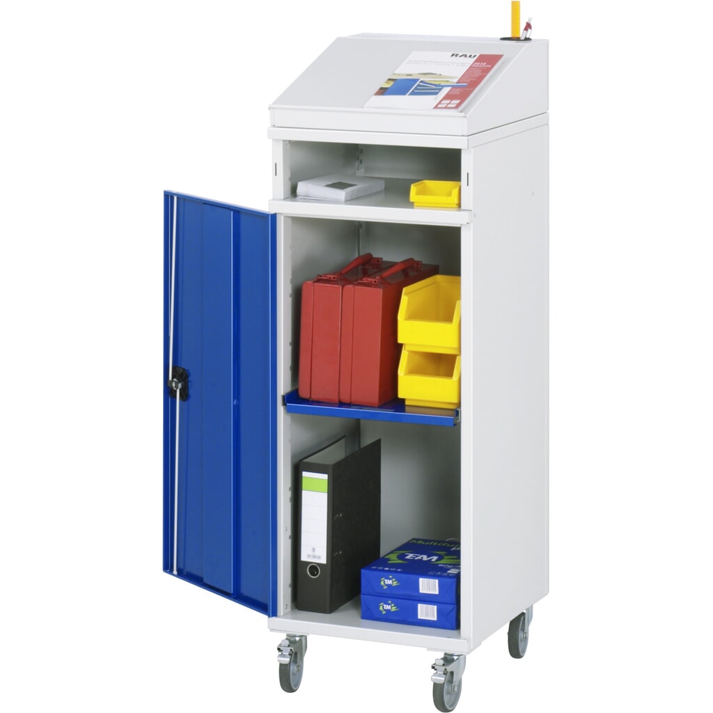 Obrázek produktu: Mobilní pojízdný pult Rau, VxŠxH 1 235–1 345 x 450 x 520 mm, bez zásuvek