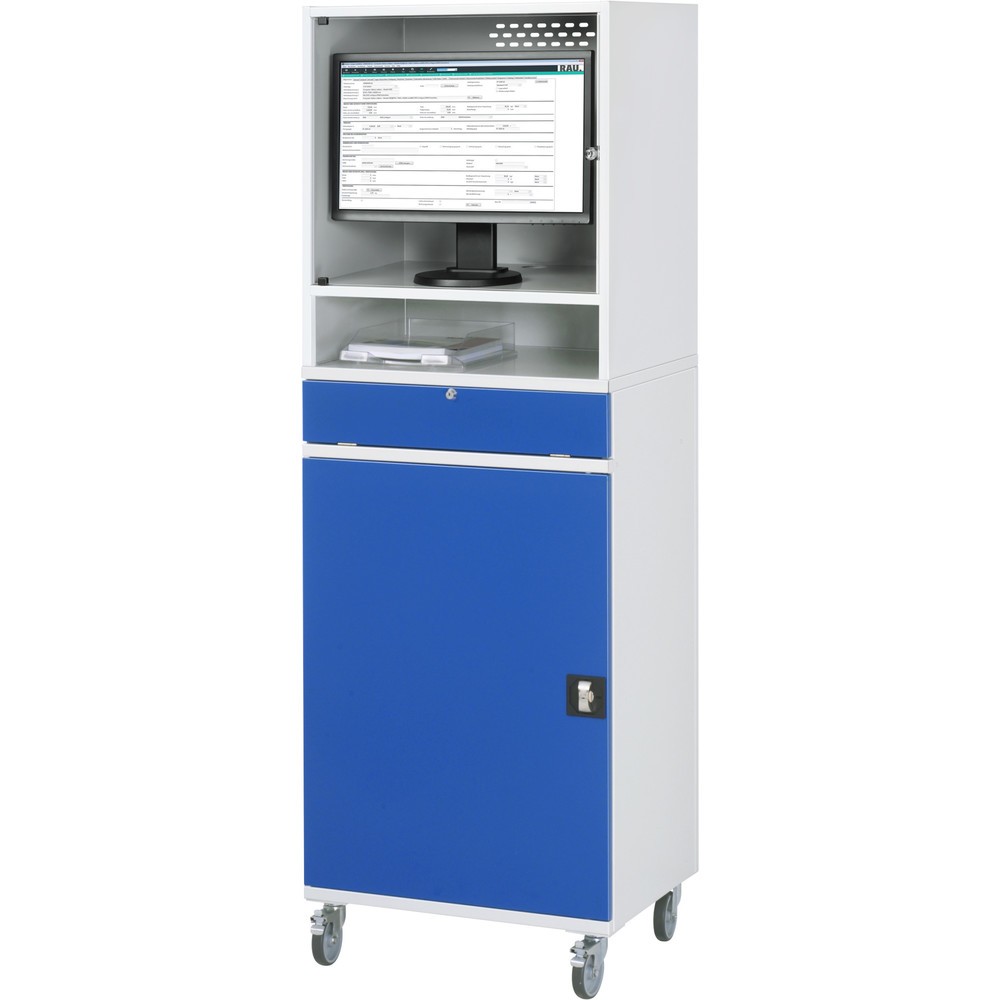 Číslo obrázku produktu 3: Skříň pro počítač RAU, kryt na monitor, zásuvka na klávesnici, křídlové dveře, mobilní