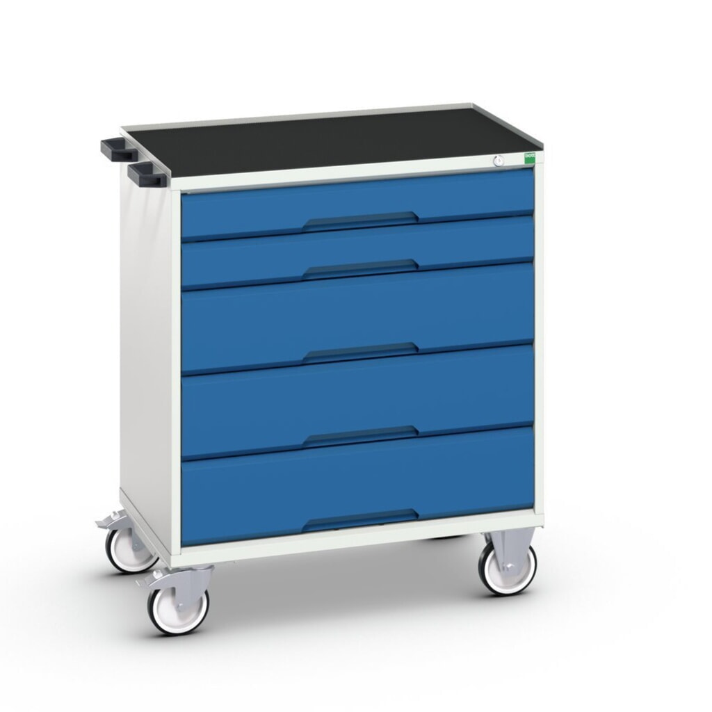 Obrázek produktu: Mobilní skříň se zásuvkami bott verso s 5 zásuvkami a se zvýšeným okrajem, ŠxHxV: 800 x 550 x 965 mm