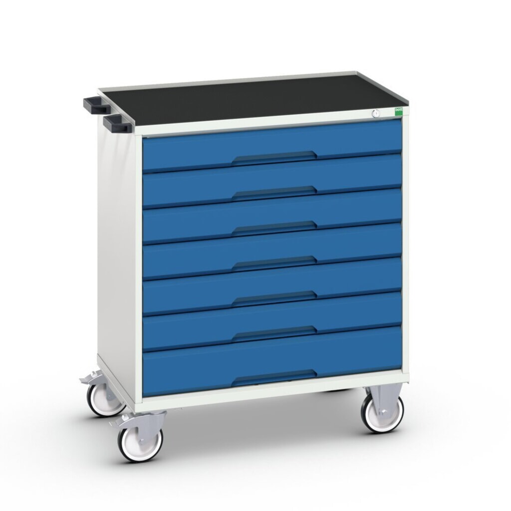Obrázek produktu: Mobilní skříň se zásuvkami bott verso s 7 zásuvkami a se zvýšeným okrajem, ŠxHxV: 800 x 550 x 965 mm
