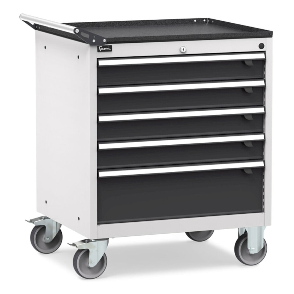 Číslo obrázku produktu 2: Mobilní skříň se zásuvkami Fami FLEXA, 5 zásuvek, VxŠxH 853 x 794 x 600 mm, světle šedá, antracit