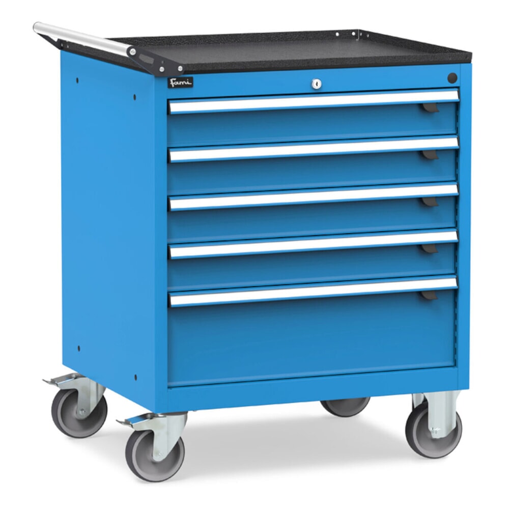 Číslo obrázku produktu 2: Mobilní skříň se zásuvkami Fami FLEXA, 5 zásuvek, VxŠxH 853 x 794 x 600 mm, světle modrá