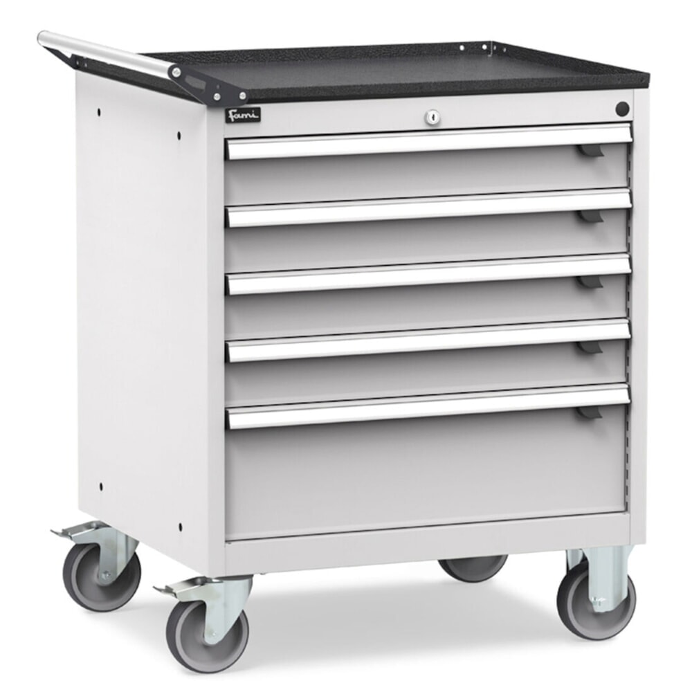 Číslo obrázku produktu 2: Mobilní skříň se zásuvkami Fami FLEXA, 5 zásuvek, VxŠxH 853 x 794 x 600 mm, světle šedá