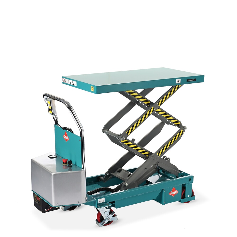 Číslo obrázku produktu 11: Vozík se zvedacím stolem Ameise® s dvojitým nůžkovým mechanismem, elektrický, nosnost 350 kg, cca 910 x 500 mm