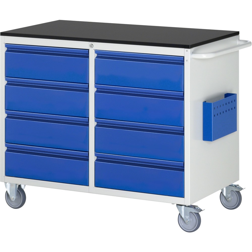 Číslo obrázku produktu 1: Montážní vozík RAU řada 7000, VxŠxH 975 x 1145 x 650 mm, 8x zásuvka 8 x 180 mm, melaminová pracovní deska, nosnost zásuvky 100 kg