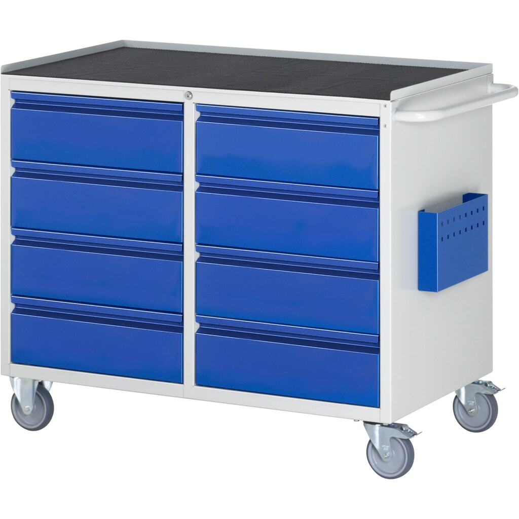 Obrázek produktu: Montážní vozík RAU řada 7000, VxŠxH 975 x 1145 x 650 mm, 8x zásuvka 8 x 180 mm, kovová pracovní deska, nosnost zásuvky 100 kg