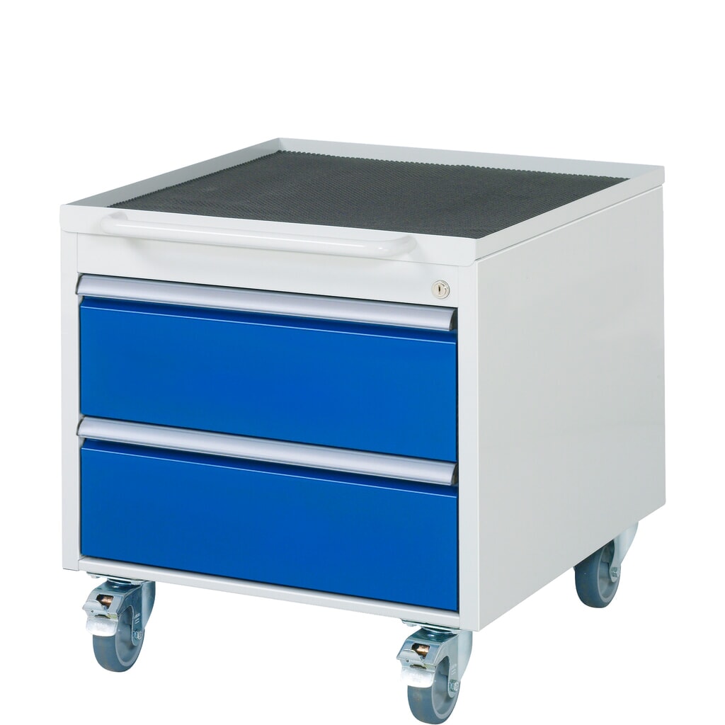 Montážní vozík RAU řada 7000, VxŠxH 565 x 580 x 650 mm, madlo vpředu, 2x zásuvka 2 x 180 mm, kovová pracovní deska Obrázek produktu: Montážní vozík RAU řada 7000, VxŠxH 565 x 580 x 650 mm, madlo vpředu, 2x zásuvka 2 x 180 mm, kovová pracovní deska