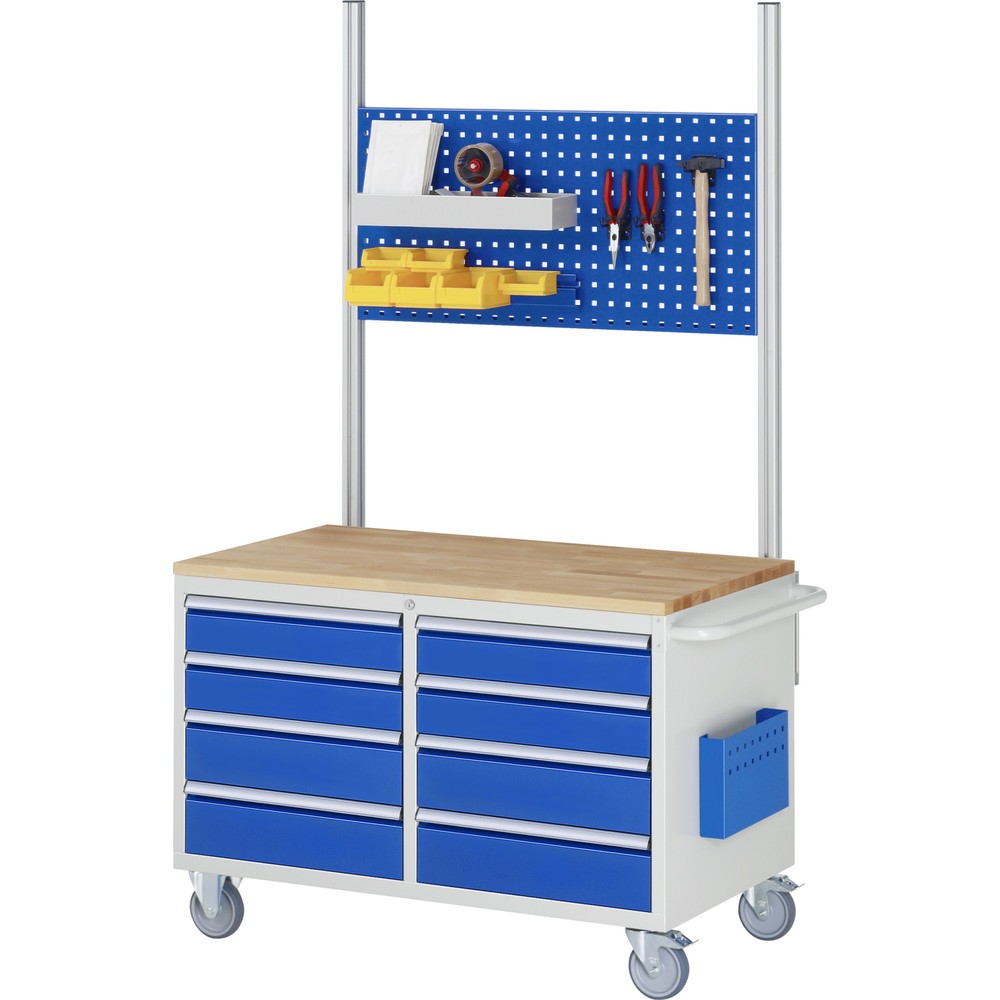 Číslo obrázku produktu 5: Montážní vozík RAU řada 7000, VxŠxH 795 x 1145 x 650 mm, 1 křídlové dveře, 3x zásuvka s plným výsuvem, kovová pracovní deska