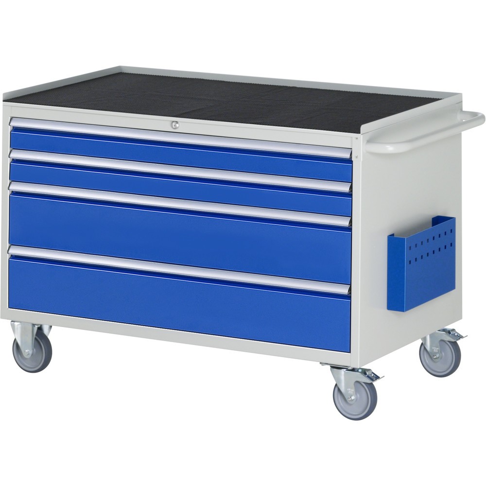 Číslo obrázku produktu 1: Montážní vozík RAU řada 7000, VxŠxH 795 x 1145 x 650 mm, 4x zásuvka 2 x 90, 2 x 180 mm, kovová pracovní deska, nosnost zásuvky 50 kg