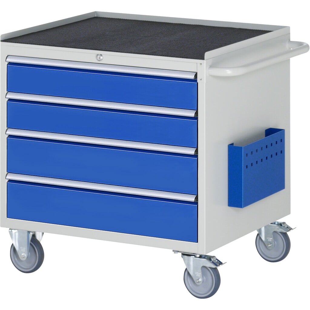 Obrázek produktu: Dílenský vozík RAU, řada 7000, V×Š×H 795 × 770 × 650 mm, 4 zásuvky, velikost XL, kovová odkládací plocha