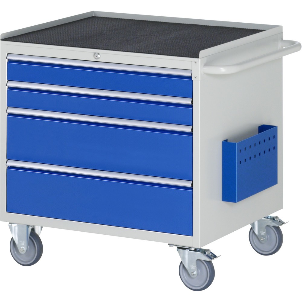 Číslo obrázku produktu 1: Montážní vozík RAU řada 7000, VxŠxH 795 x 770 x 650 mm, 4x zásuvka 2 x 90, 2 x 180 mm, kovová pracovní deska