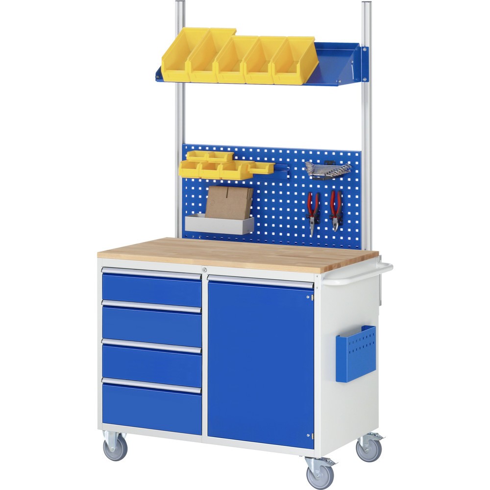 Číslo obrázku produktu 4: Montážní vozík RAU řada 7000, VxŠxH 795 x 770 x 650 mm, 3x zásuvka 3 x 180 mm, kovová pracovní deska