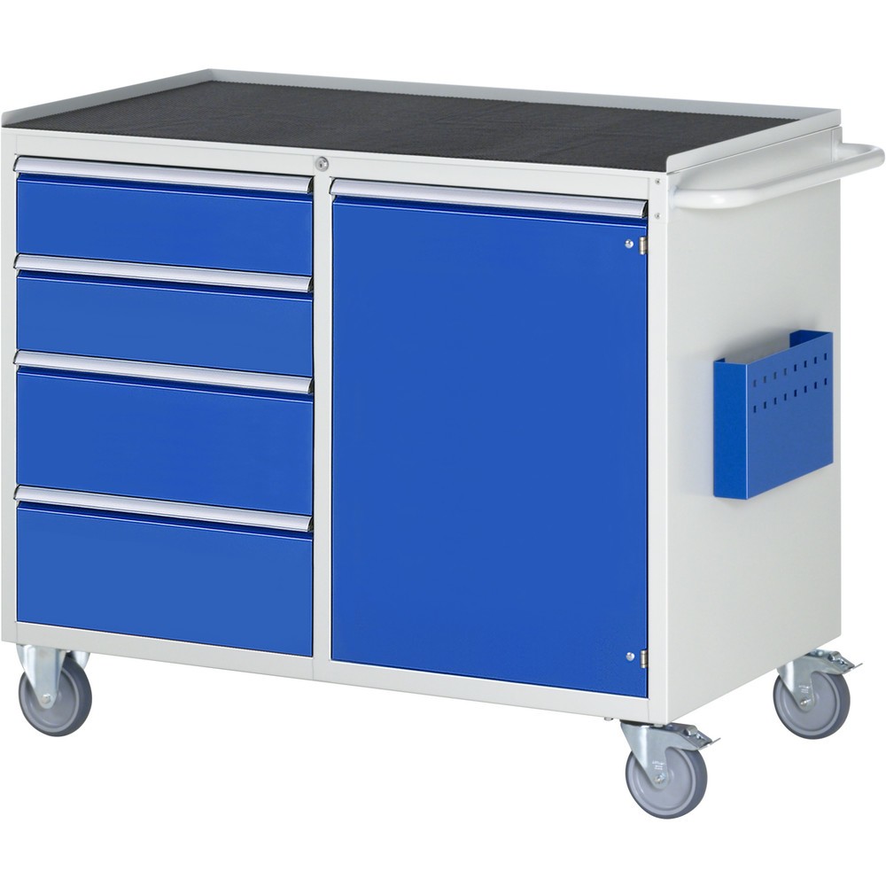 Číslo obrázku produktu 1: Montážní vozík RAU řada 7000, VxŠxH 975 x 1145 x 650 mm, 1 křídlové dveře, 4x zásuvka 2 x 150, 2 x 210 mm, kovová pracovní deska