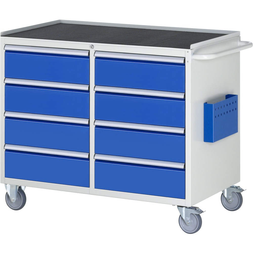 Číslo obrázku produktu 1: Montážní vozík RAU řada 7000, VxŠxH 975 x 1145 x 650 mm, 8x zásuvka 8 x 180 mm, kovová pracovní deska, nosnost zásuvky 100 kg