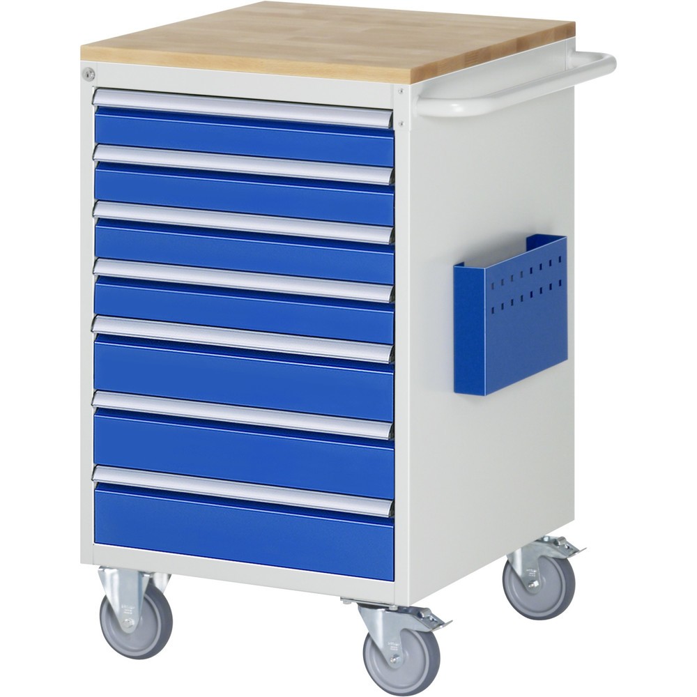 Montážní vozík RAU řada 7000, VxŠxH 975 x 580 x 650 mm, 7x zásuvka 4 x 90, 3 x 120 mm, buková pracovní deska Obrázek produktu: Montážní vozík RAU řada 7000, VxŠxH 975 x 580 x 650 mm, 7x zásuvka 4 x 90, 3 x 120 mm, buková pracovní deska