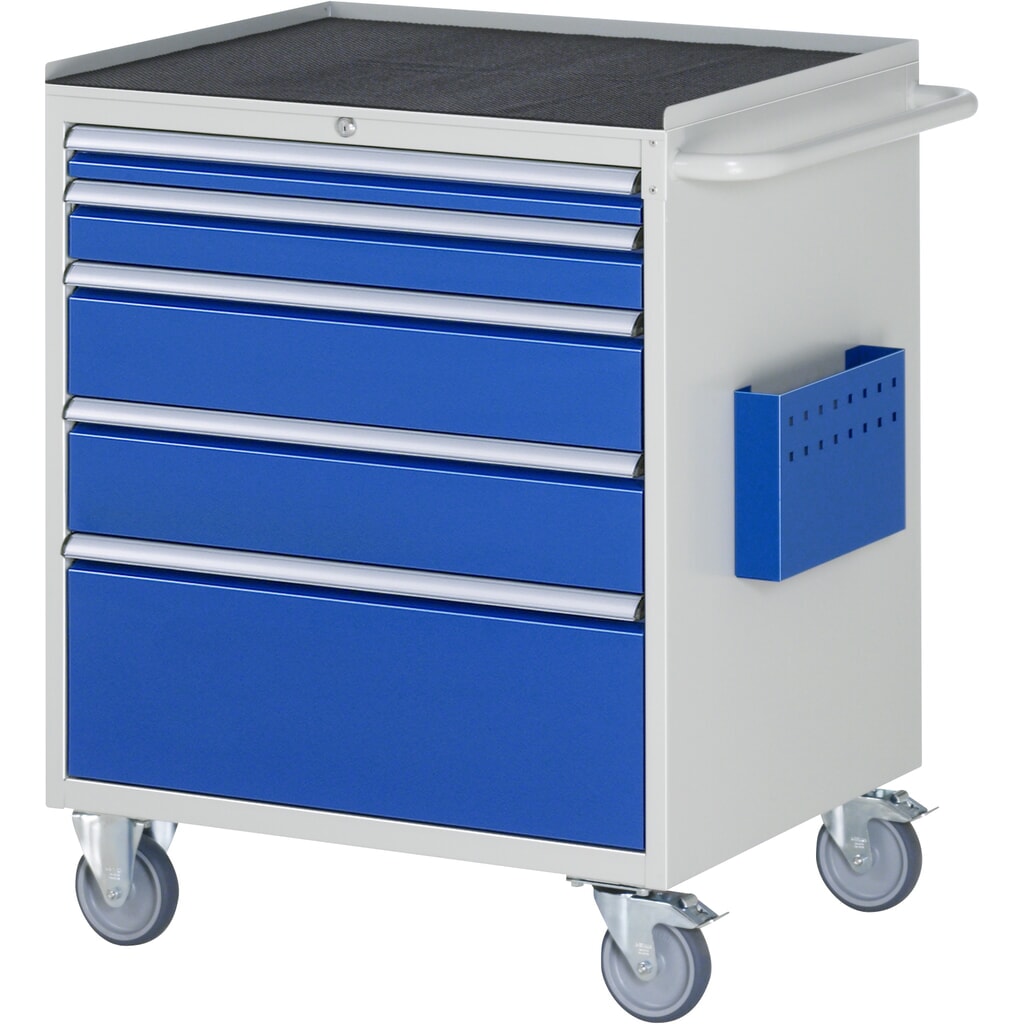 Dílenský vozík RAU, řada 7000, V׊×H 975 × 770 × 650 mm, 5 zásuvek velikost XL, kovová odkládací plocha Obrázek produktu: Dílenský vozík RAU, řada 7000, V׊×H 975 × 770 × 650 mm, 5 zásuvek velikost XL, kovová odkládací plocha