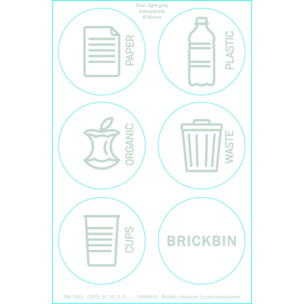 Číslo obrázku produktu 3: Nádoba na odpad BRICKBIN na ostatní odpad, z recyklovaného plastu, 65 litrů, hranatá, bílá/šedá