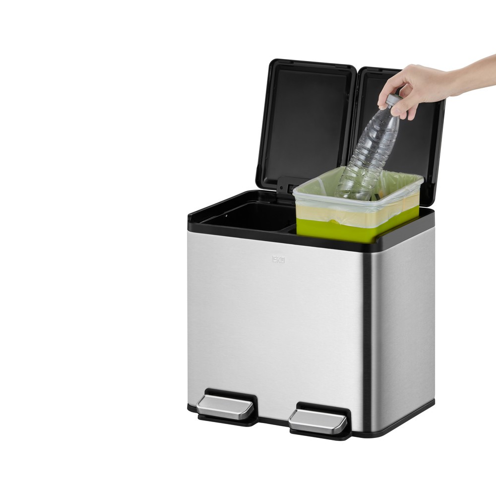 Číslo obrázku produktu 7: Nádoba na odpad s nášlapem EKO Essential Split, 2x10 litrů, matovaná ušlechtilá ocel