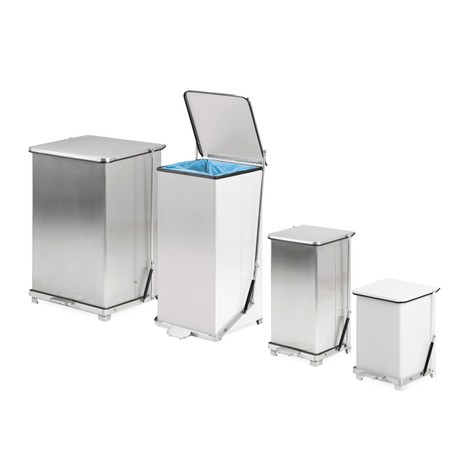 Odpadkový koš s nášlapem Industrie, 45 litrů, ocel, komaxit, bílá