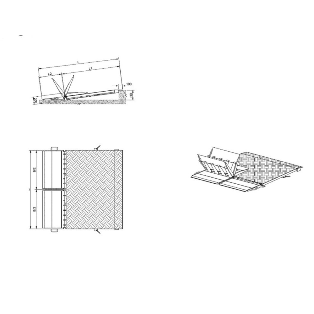 Číslo obrázku produktu 4: Nakládací rampa pro kontejnery, skládací, nosnost 7300 kg, ŠxD 2000 x 2570 mm